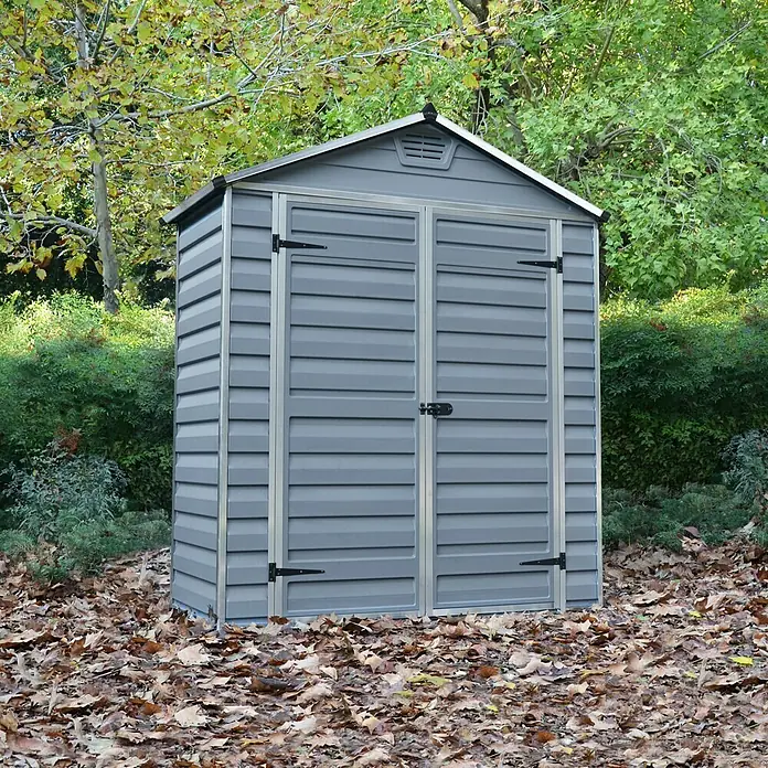 Gerätehaus Skylight - Außenbreite inkl. Dachüberstand: 101 cm, Außentiefe inkl. Dachüberstand: 185 cm, Metall, Anthrazit/Grau - Stimmungsaufnahme