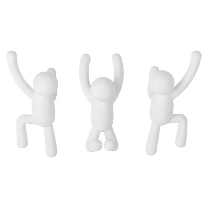 Kleiderhaken Buddy - 7,5 x 16,8 cm, Weiß, Traglast: 2,2 kg/Haken - Vorderansicht