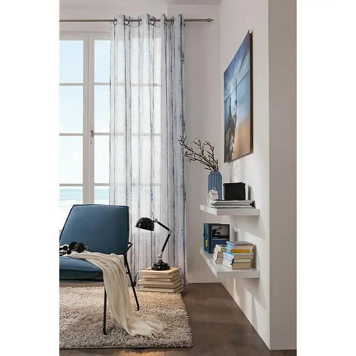 Expo Ambiente Ösenschal Henry - 135 x 245 cm, 100 % Polyester, Blau