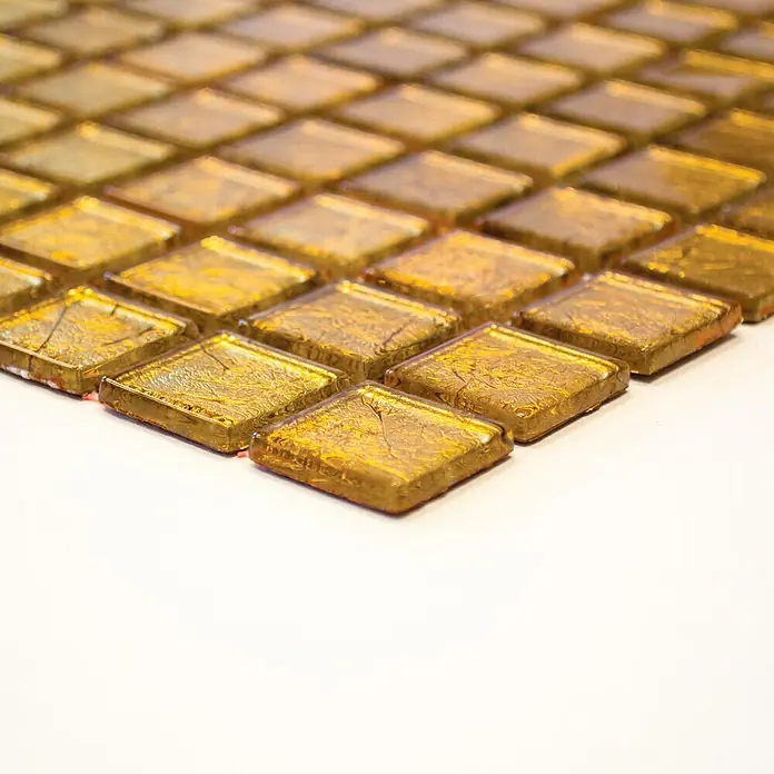Mosaikfliese Quadrat Crystal Uni CM 4GO10 - 30 x 30 cm, Gold, Glänzend - Vorderansicht