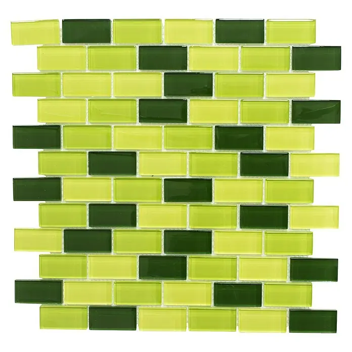 Mosaikfliese Brick Crystal Mix XCM B854 - 32,2 x 31 cm, Grün, Glänzend - Ansicht von oben