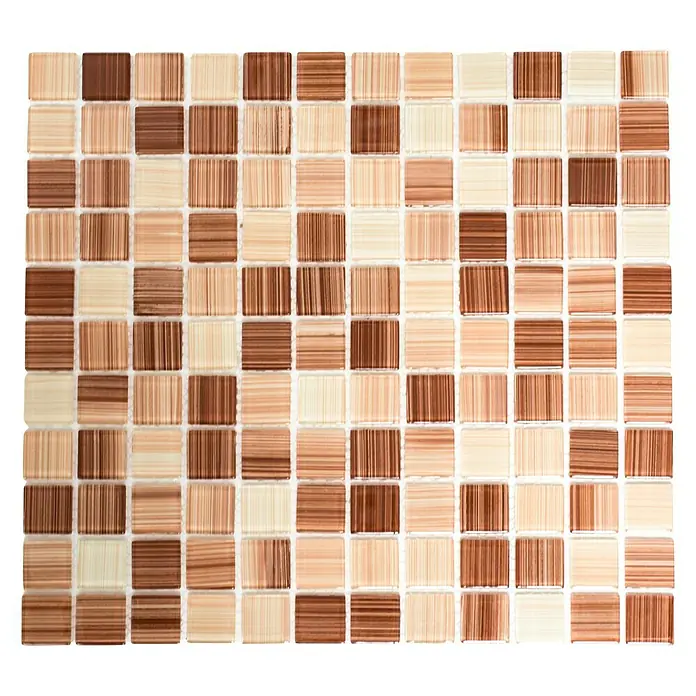 Mosaikfliese Quadrat Crystal CM 4290 - 32,7 x 30,2 cm, Beige, Glänzend