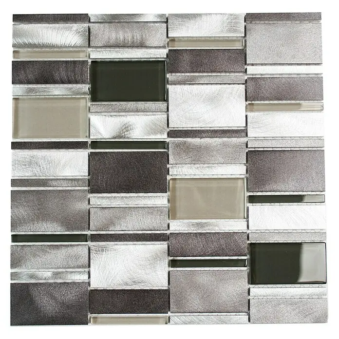 Mosaikfliese Crystal Mix XAM A801 - 30,1 x 30,1 cm, Grau, Matt - Ansicht von oben
