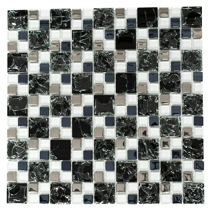 Mosaikfliese Crystal Mix XIC K1499 - 33,8 x 33,8 cm, Schwarz, Glänzend - Ansicht von oben