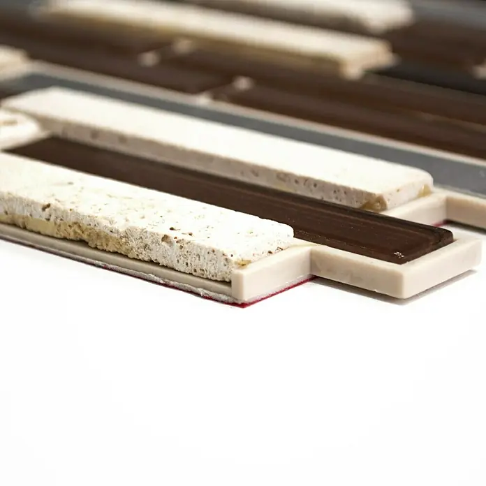 Zelfklevend mozaïek verband glas Mix SAM 8CM04 - 30,5 x 30,5 cm, Glas, Bruin/Beige/Wit - Vooraanzicht