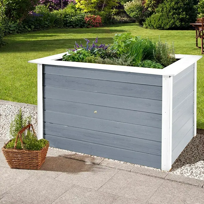 Weka Profi-Hochbeet B - 120 x 79 x 81 cm, Fichte, Grau, Weiß