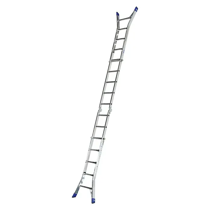 Krause Stabilo Sprossen-Gelenk-Teleskopleiter - Arbeitshöhe: 6,05 m, 4 x 5 Sprossen, Treppenfunktion, Aluminium - Linke Seitenansicht