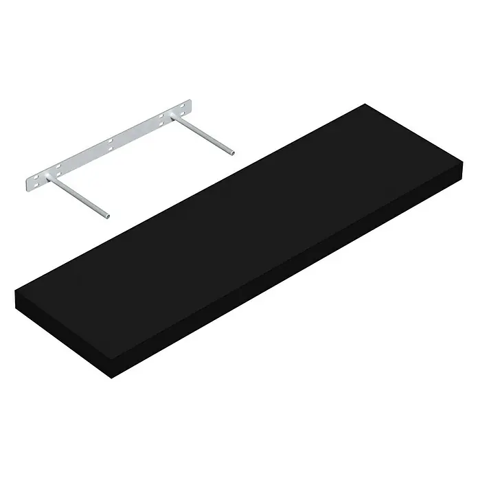 Regalux Zidna polica - 23,5 x 80 x 3,8 cm, Crne boje, Opteretivost: 12 kg - Pogled odozgo