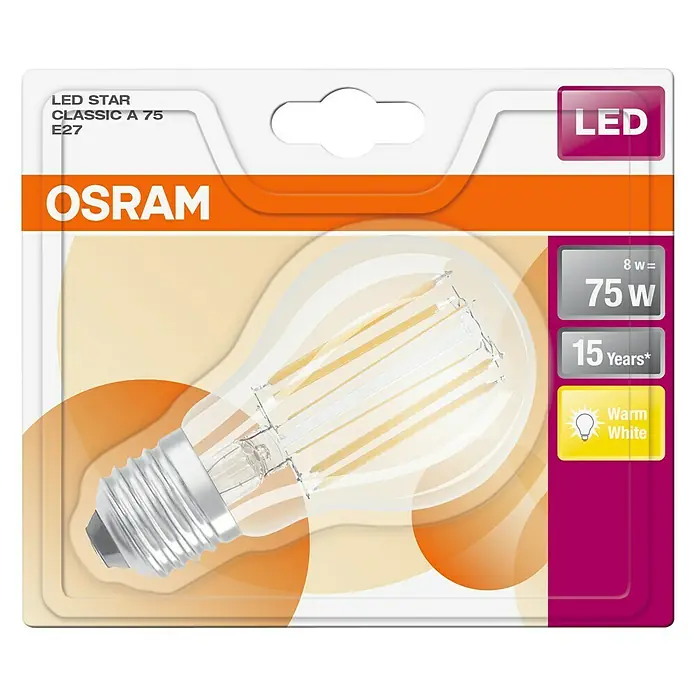 Osram LED žarulja Classic A - 8 W, E27, A60, Topla bijela, Bez prigušivanja, Prozirno - Pogled odozgo