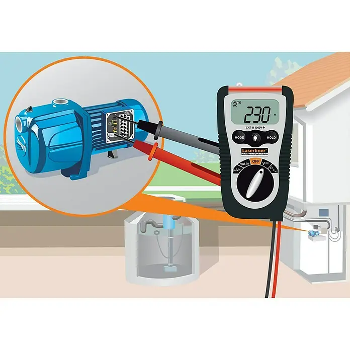 Laserliner Digitale multimeter Pocket - Meetbereik wisselspanning: 200 V - 600 V - Toepassingsvoorbeeld