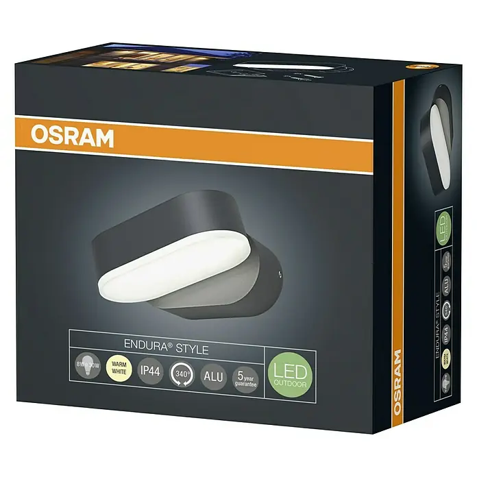 Ledvance LED-Außenwandleuchte Endura Style Mini Spot - 8 W, 100 x 230 x 54 mm, Grau, IP44 - Ansicht von oben
