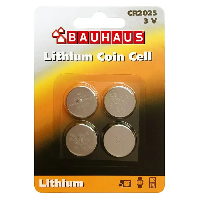 BAUHAUS Plosnata baterija - CR2025, 3 V, Količina: 4 Kom.