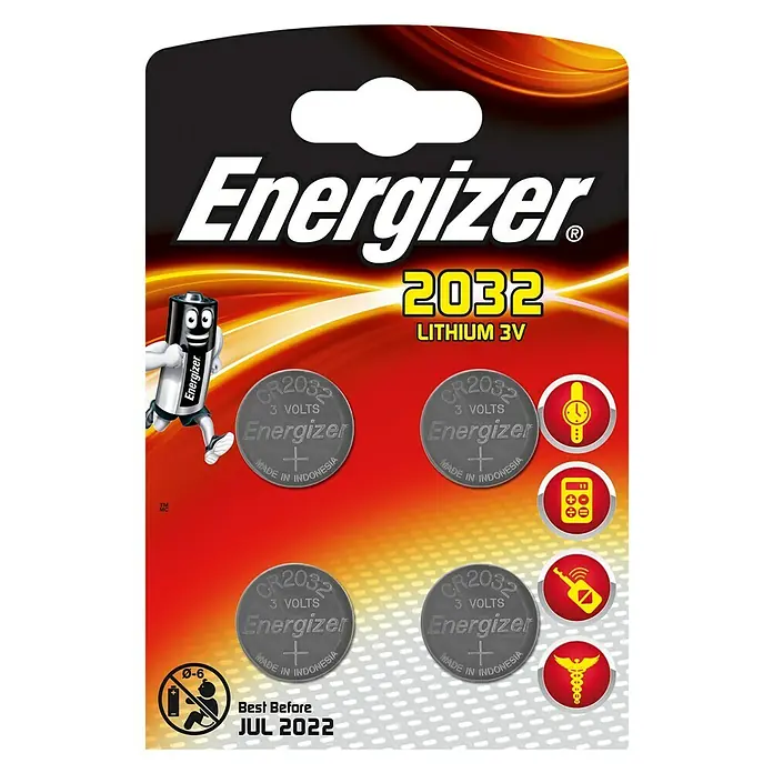 Energizer Pila de botón - CR2032, 3 V, 4 ud. - Vista frontal