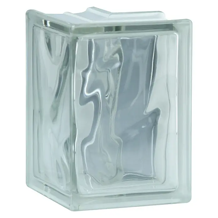 Fuchs Design Bloque de vidrio Terminación - Claro, Nube, 19 x 13,2 x 8 cm - Vista de perfil izquierdo