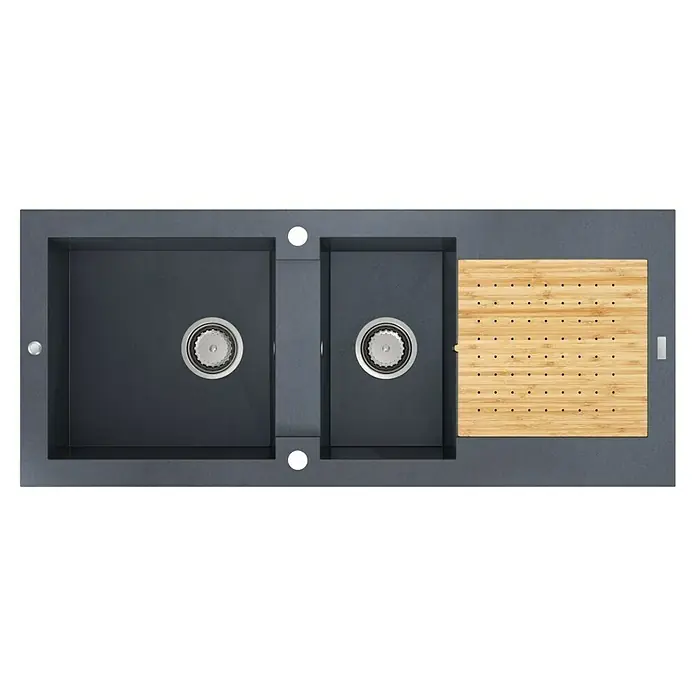 Carea Einbauspüle Eole - 118 x 50 cm, Warmluft-Trocknungsgebläse, CAREAlith®, Betongrau - Ansicht von oben