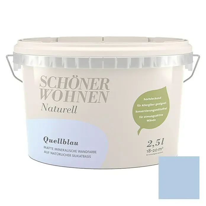 SCHÖNER WOHNEN-Farbe Wandfarbe Naturell - Quellblau, 2,5 l, Matt