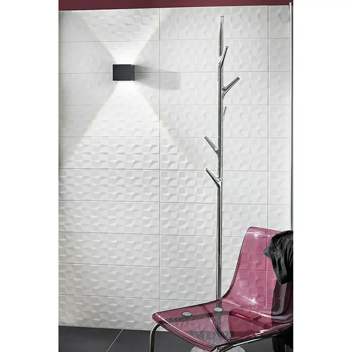 Wandfliese Kimera New - 20 x 60 cm, Weiß Relief, Matt