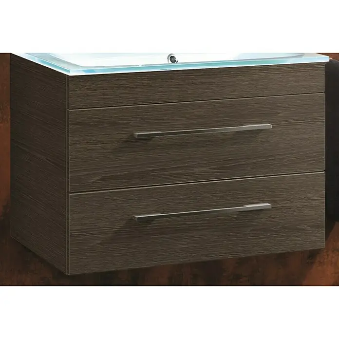 Camargue Stella Waschtischunterschrank - 79,4 x 48,9 x 39 cm, 2 Schubkästen, Mit Beleuchtung, Eiche Maron - Rechte Seitenansicht