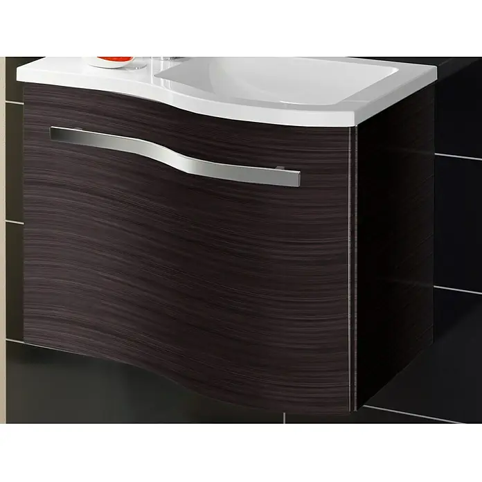 Camargue Wave Mini Waschtischunterschrank - 59 x 39,1 x 49,8 cm, Rechts, Darkoak, Matt - Linke Seitenansicht