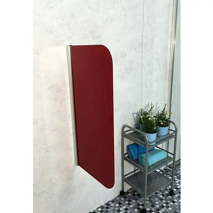 GEO Urinal-Trennwand Radius 100 - 50 x 90 cm, Glas, Rot - Linke Seitenansicht