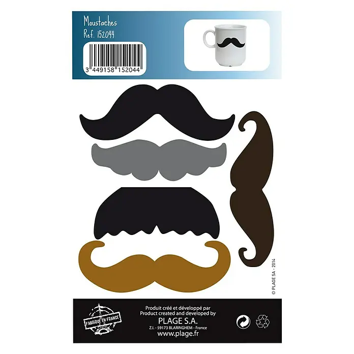 Adhesivos decorativos - Bigotes, 17 x 10,5 cm - Vista descendente