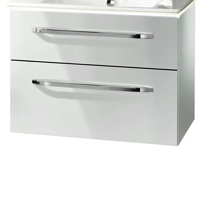 Camargue Star Waschtischunterschrank - 69,4 x 48,9 x 51,8 cm, Mit Beleuchtung, Weiß, Hochglanz - Linke Seitenansicht