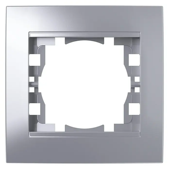 Voltomat DEA 100 Abdeckrahmen - Alu/Silber, 1-fach, Kunststoff, Unterputz, Senkrecht - Vorderansicht