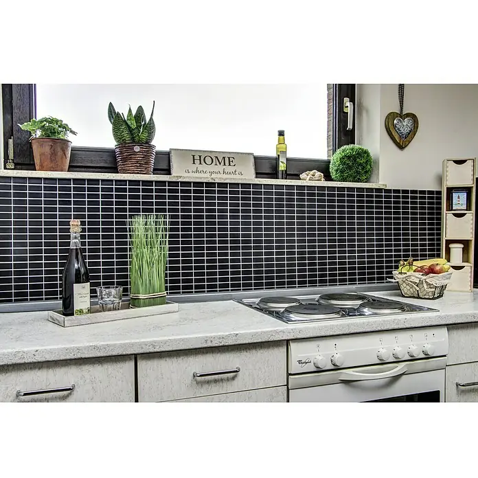 Mosaikfliese Stäbchen Uni ST 395 - 29,8 x 29,8 cm, Schwarz, Matt - Anwendungsbeispiel