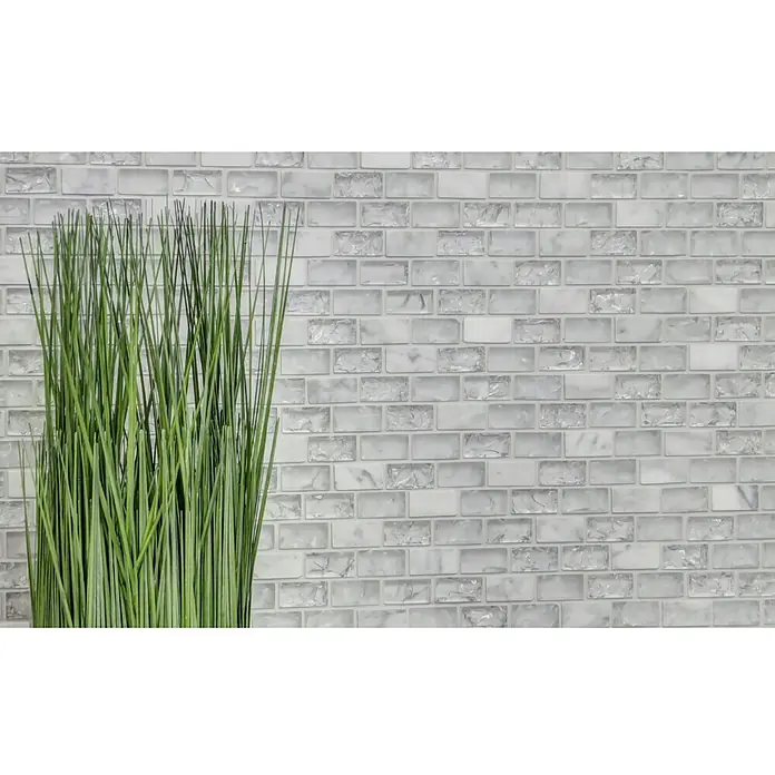 Mosaikfliese Crystal Mix XIC B1111 - 30 x 28,5 cm, Weiß, Glänzend - Detailaufnahme