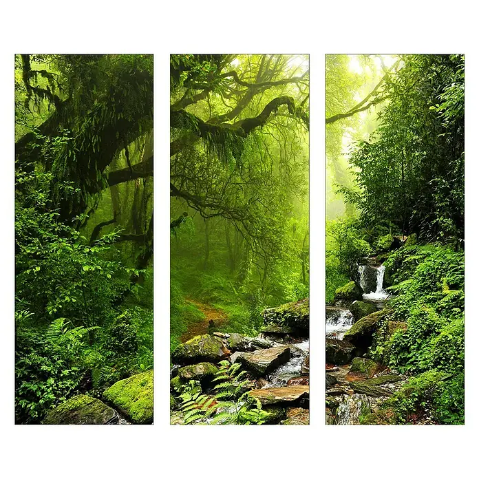 Glasbild - Fairy Tale Forest, B x H: 90 x 80 cm, 3 -tlg. - Vorderansicht