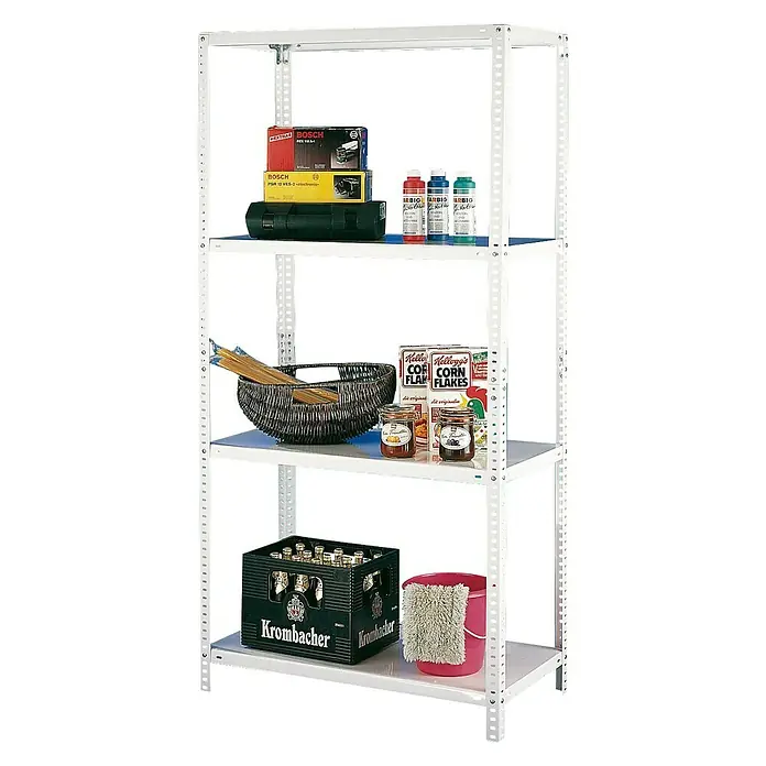 Regalux Metallregal - L x B x H: 50 x 100 x 200 cm, Traglast: 85 kg/Boden, Anzahl Böden: 6 Stk., Schrauben, Weiß