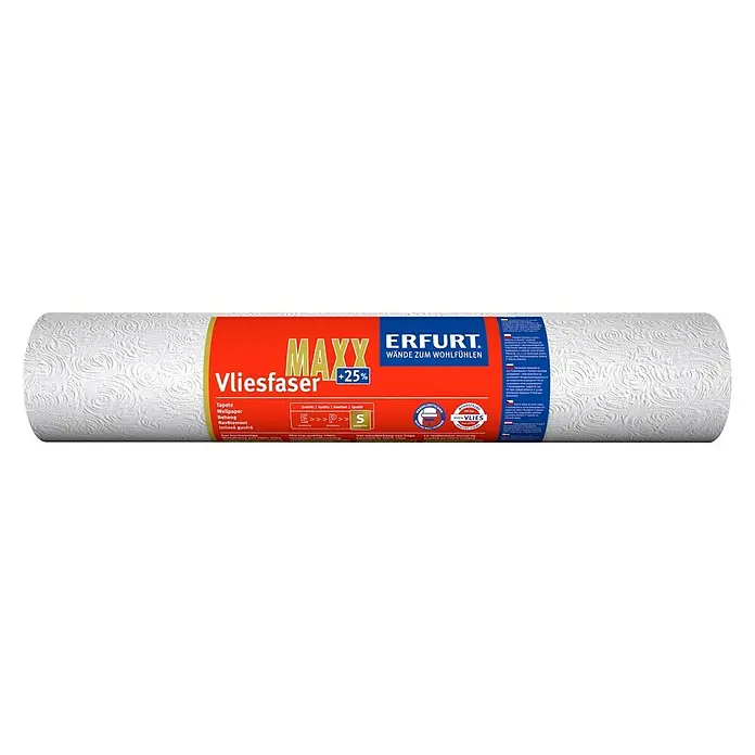 Erfurt Vliestapete MAXX Swirl 303 - Weiß, Uni, 12,5 x 0,53 m, Ornamentale Struktur - Vorderansicht