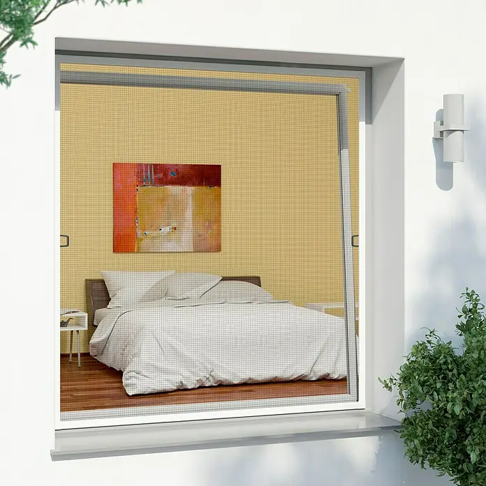 Windhager Rhino Insect Screen Insektenschutzfenster - 100 x 120 cm, Weiß, Schnellmontagefedern