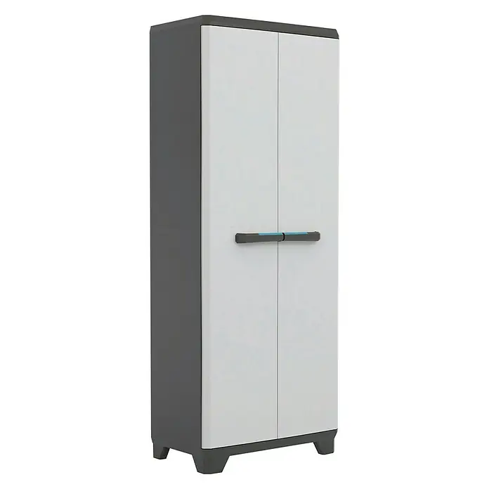 KIS Kunststoffschrank Linear - L x B x H: 68 x 39 x 173 cm, Traglast: 15 kg/Boden, Grau/Schwarz
