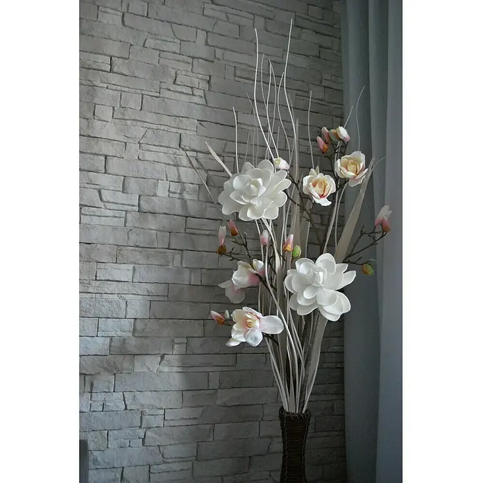 Wandverkleidung Cornelie - L x B: 39 x 11,2 cm, Grau/Beige, Steinoptik