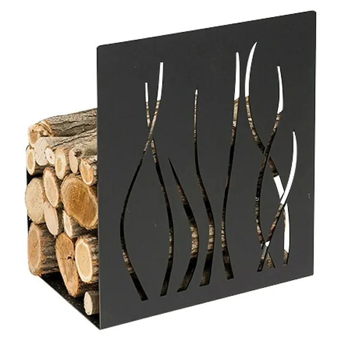Holzkorb Fiamma S - 37 x 24 x 32,5 cm, Stahl, Schwarz