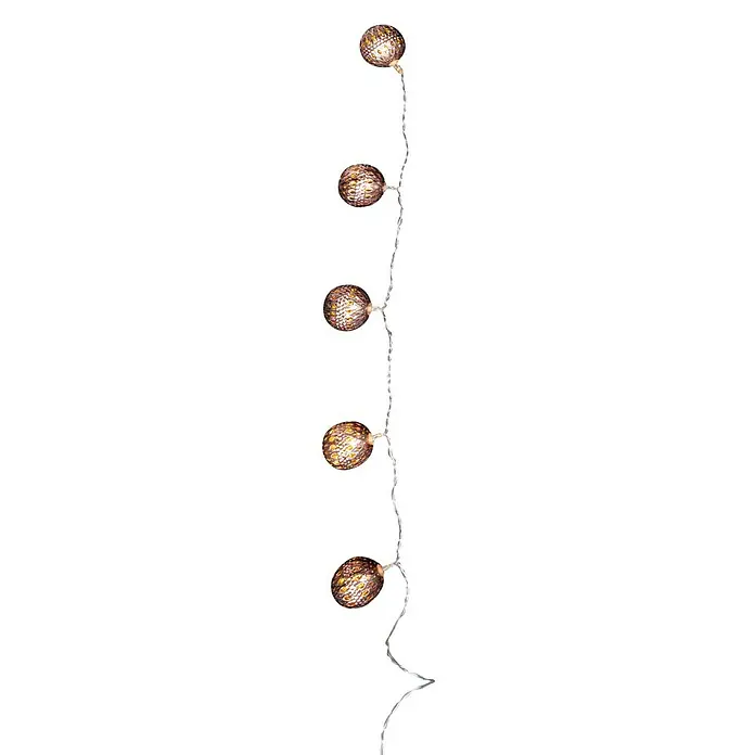 Globo Guirnalda luminosa LED Venuto - Para interior, 20 luces, Longitud del cable: 1,9 m, Cobre/plata metálico, Redonda
