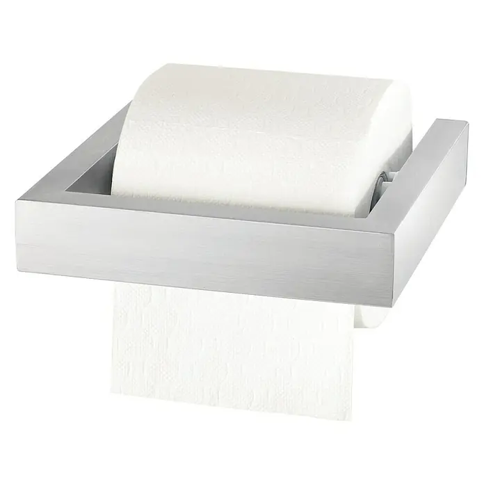 Zack Linea Toilettenpapierhalter - Ohne Deckel, Edelstahl, Matt - Vorderansicht