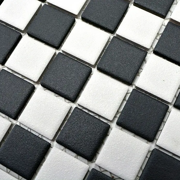 Mosaikfliese Quadrat AT 149 - 32,6 x 30 cm, Schwarz/Weiß, Matt