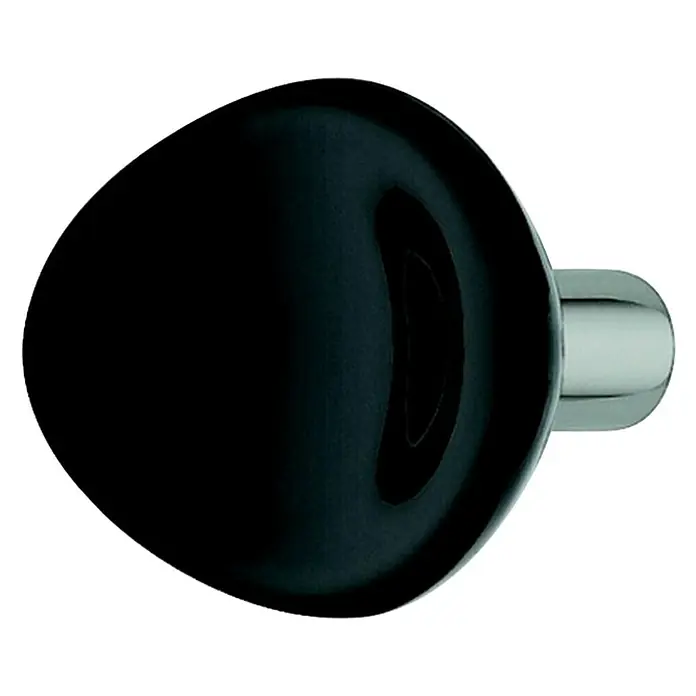 Okrugla ručka za namještaj - Ø x V: 40 x 31 mm, Plastika, Kromirano, Crne boje - Pogled sprijeda