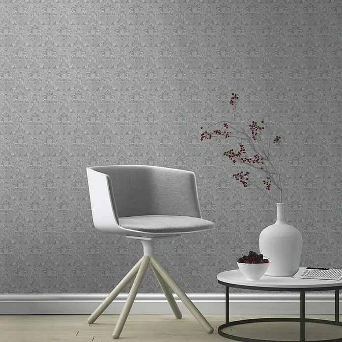 Rasch Papiertapete - Silber/Grau, Ornament, 10,05 x 0,53 m - Stimmungsaufnahme