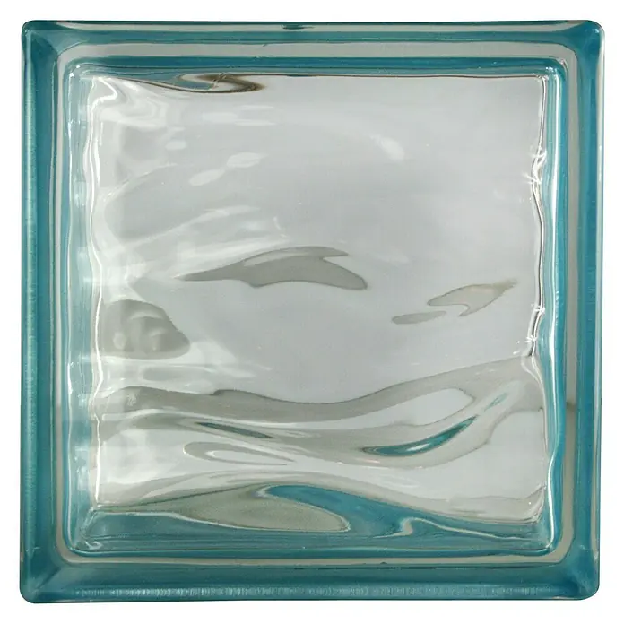 Fuchs Design Bloque de vidrio BM Reflex - Índigo, Aqua, 19 x 19 x 8 cm - Vista frontal