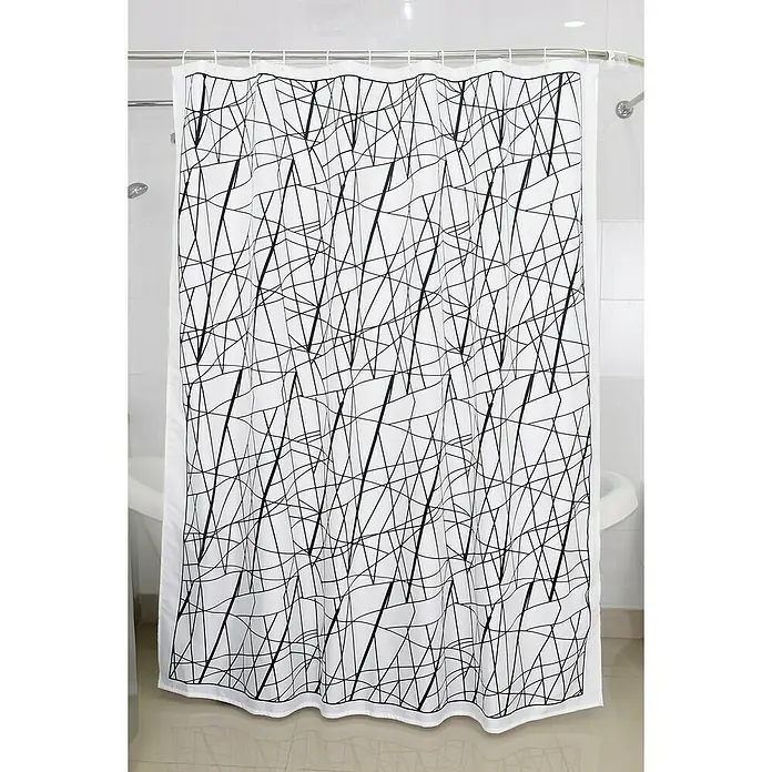 Venus Textil-Duschvorhang Zickzack - 180 x 200 cm, Schwarz/Weiß