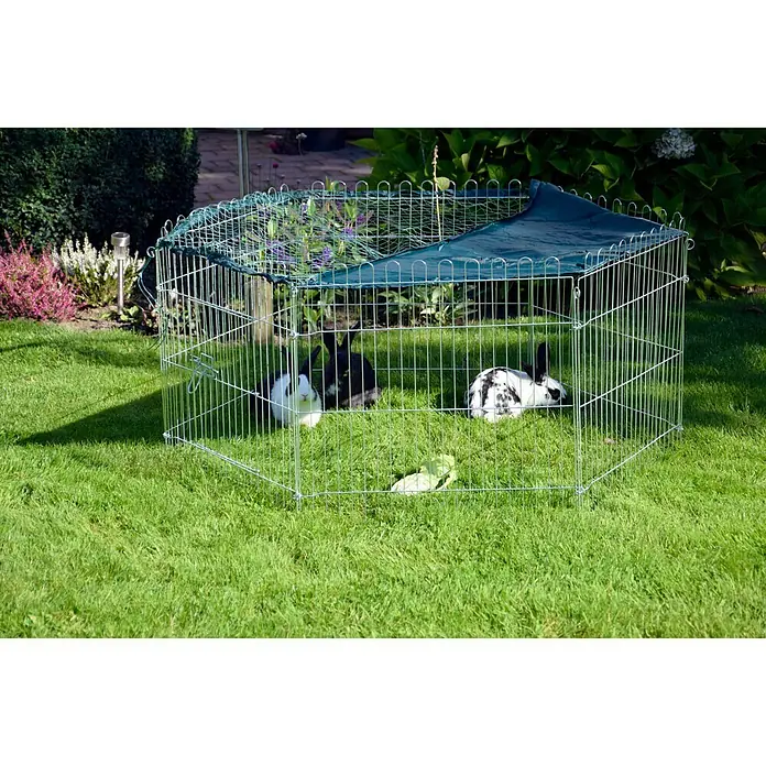 Dobar Freilaufgehege - 123 x 106 x 60 cm, Grau, Metall - Stimmungsaufnahme
