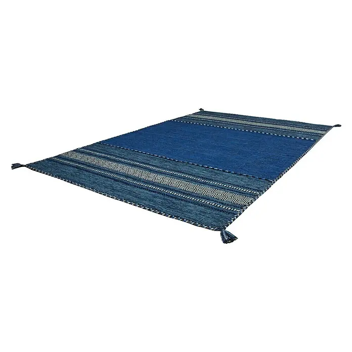 Kayoom Teppich Native - Blau, L x B: 290 x 200 cm, 100% Baumwolle - Ansicht von oben