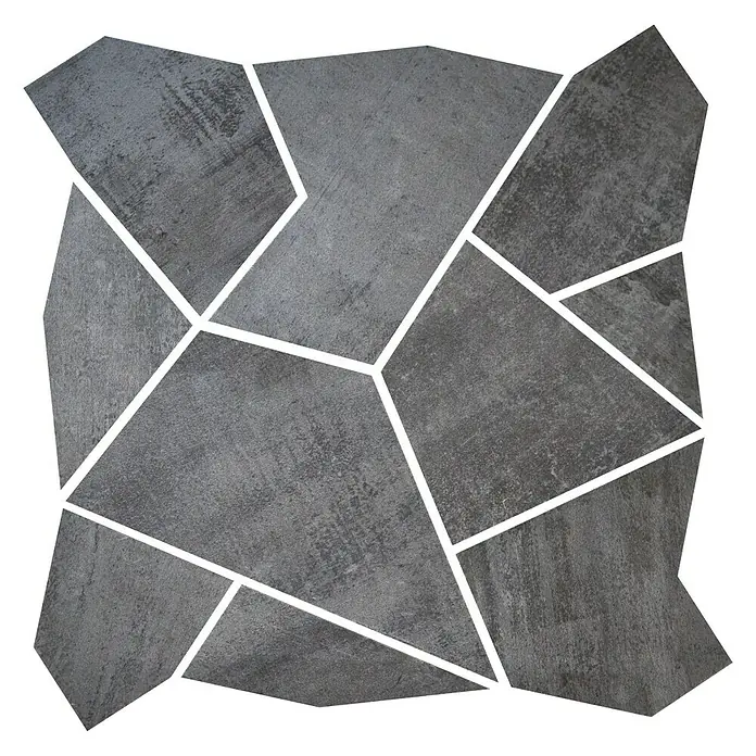 Mosaikfliese Polygonalmosaik Canyon - 34,76 x 34,76 cm, Schwarz, Matt