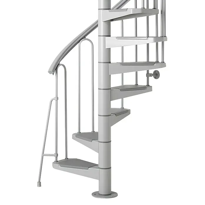 Fontanot Spindeltreppe Nice 3 - Durchmesser: 100 cm, Grau Metallic, Farbe Stufen: Grau Metallic, Geschosshöhe: 274 cm - 326 cm - Ansicht von unten