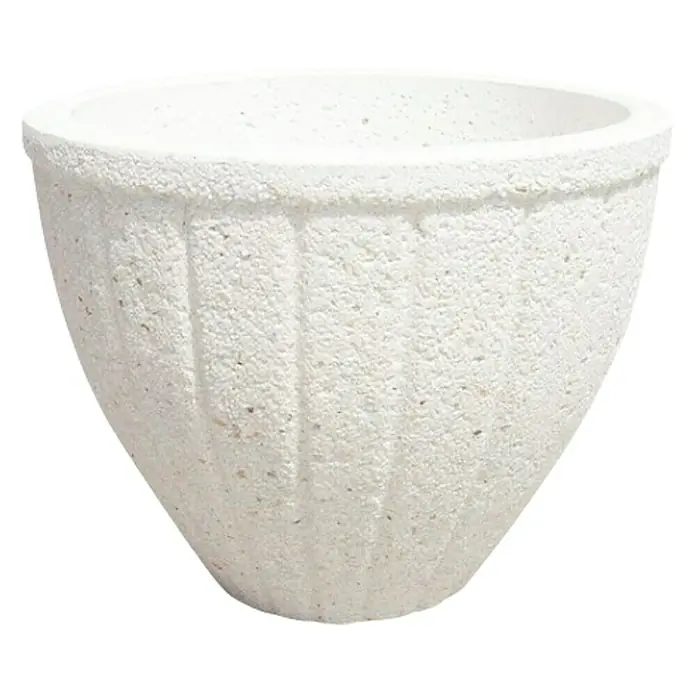 Cubremaceta redondo Cuenco Rayado - Dimensiones externas (Ø x Al): 48 x 44 cm, Blanco, Hormigón