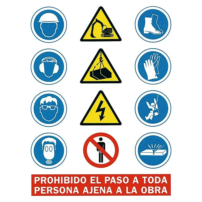 Industrial Starter Cartel - Azul/Blanco, Zona de obras