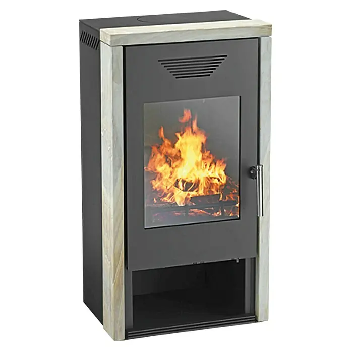 Wamsler Kaminofen Titan - 8 kW, Raumheizvermögen: 182 m³, Verkleidung: Sandstein, Gussgrau